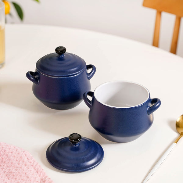 Set Of 2 Amara Ceramic Ramen Bowl Navy 450ml