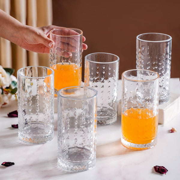 Diamond Design Highball Glass Set Of 6 490ml