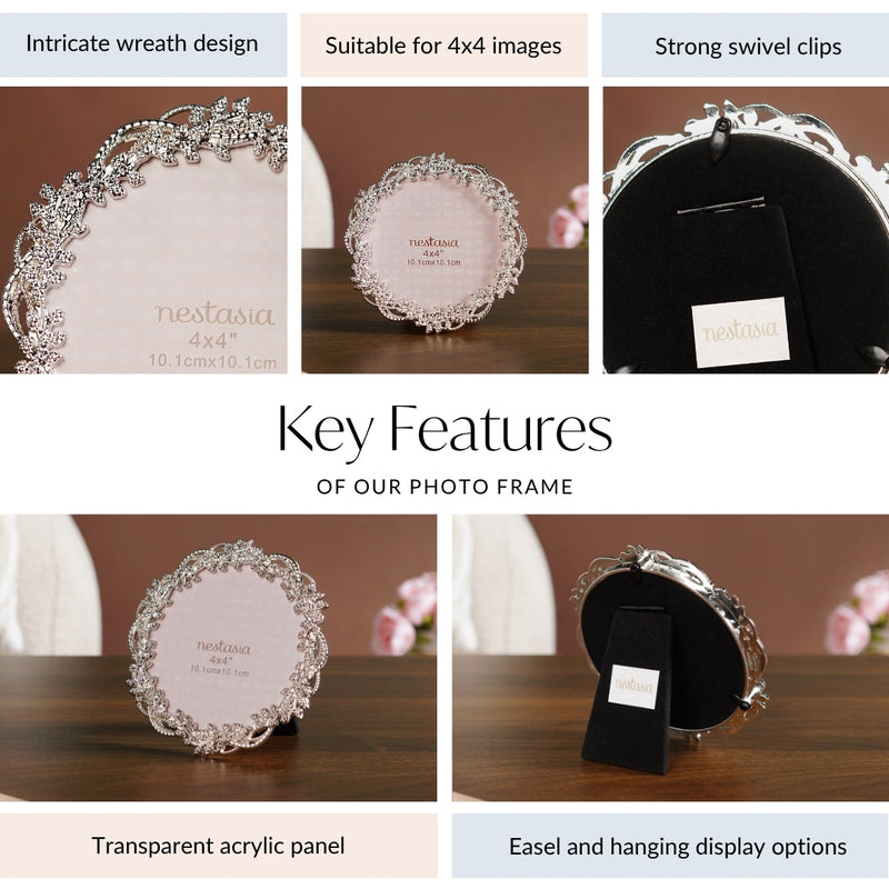 Silver Wreath Photo Frame 10x10cm