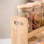 Glass Spice Jars With Wooden Storage Rack