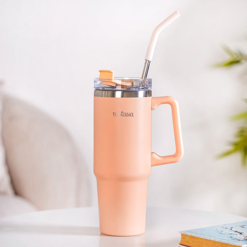 Peachy Spillproof Stainless Steel Water Bottle With Straw