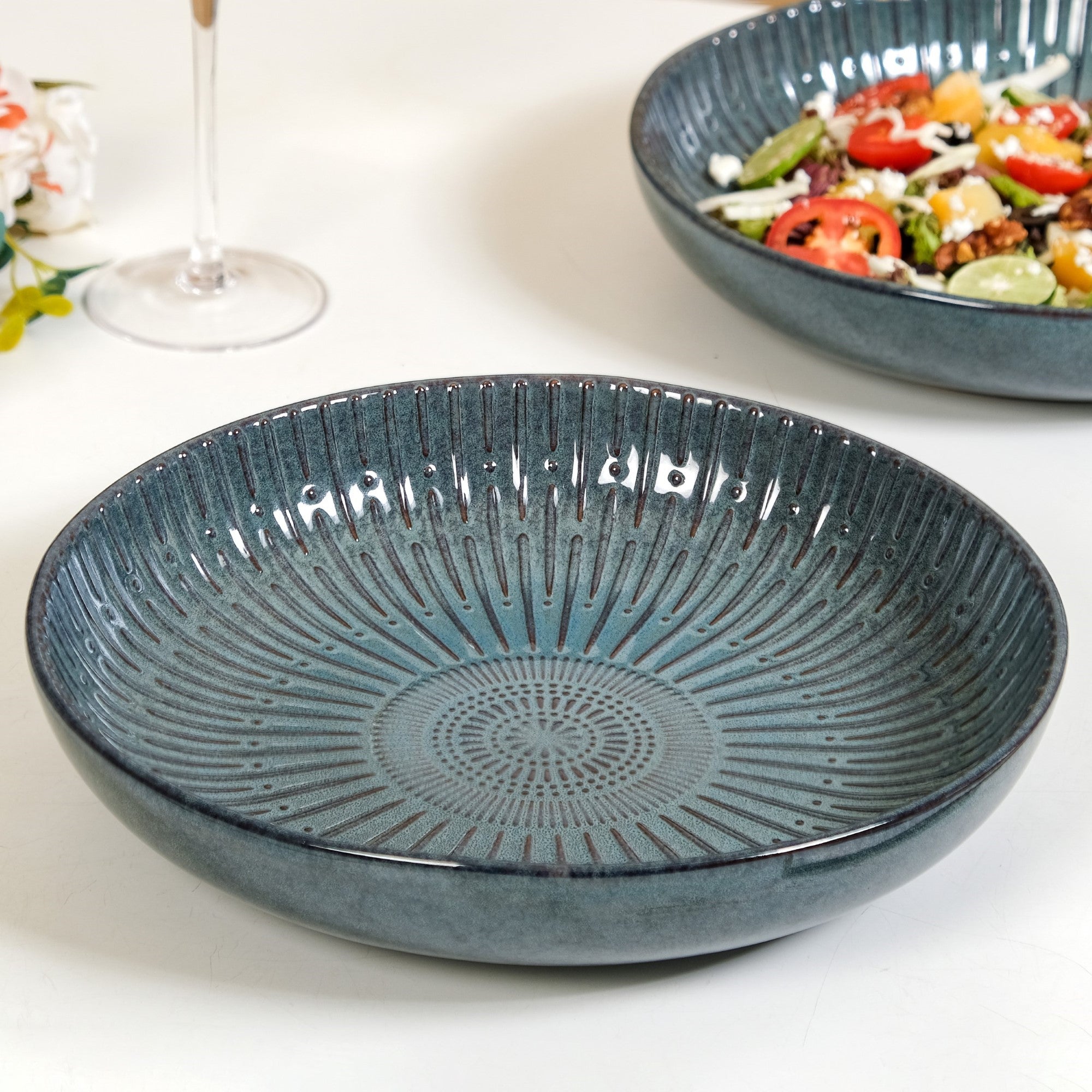 Set Of Spiral Design Large Serving Dishes 1800ml