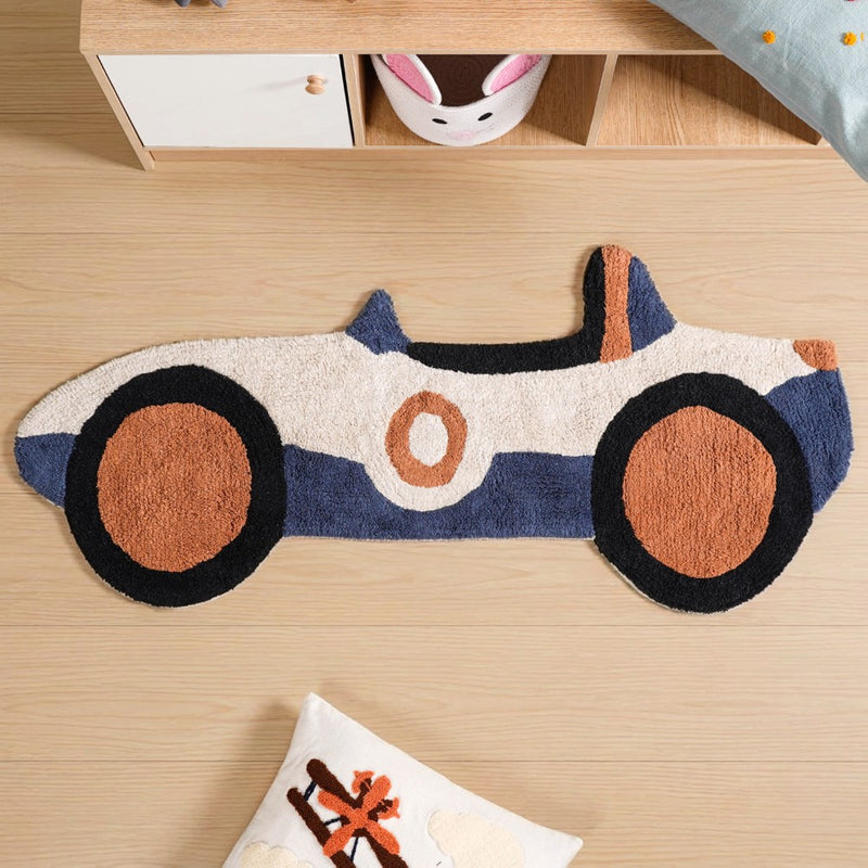 Sports Car Tufted Kids Rug 110x46cm