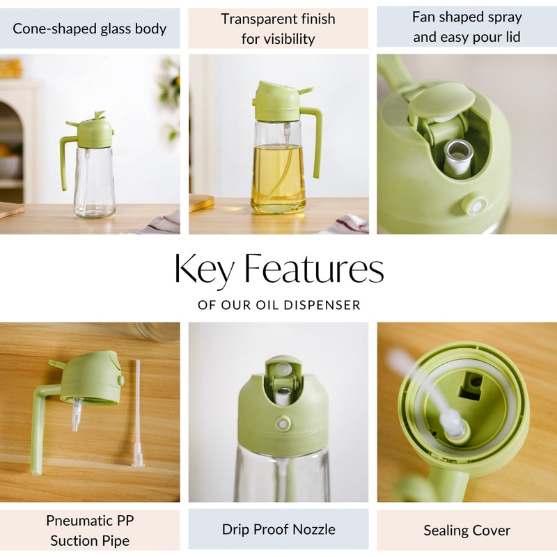 Spray And Pour Oil Dispenser Bottle Green 470ml