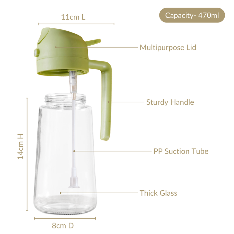 Spray And Pour Oil Dispenser Bottle Green 470ml