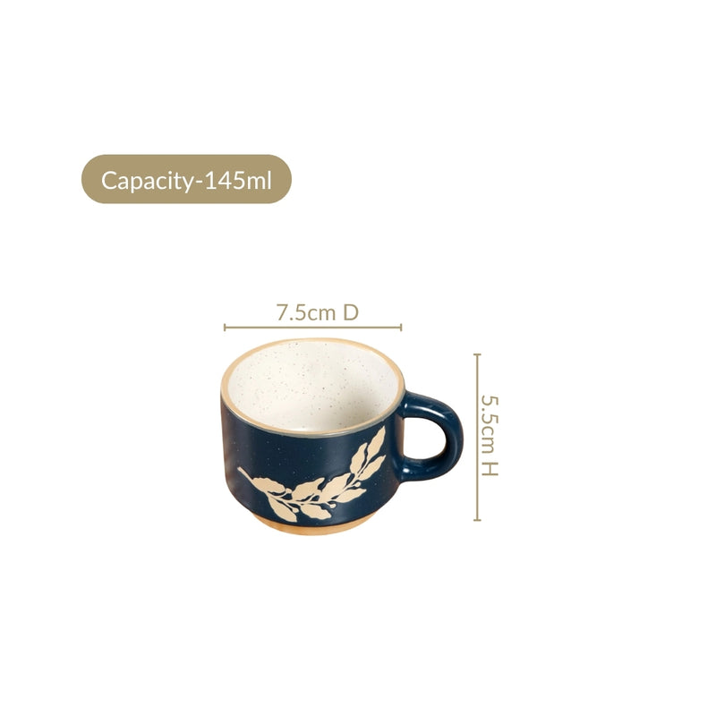 Spring Leaf Stackable Ceramic Cup Set Of 4 145ml