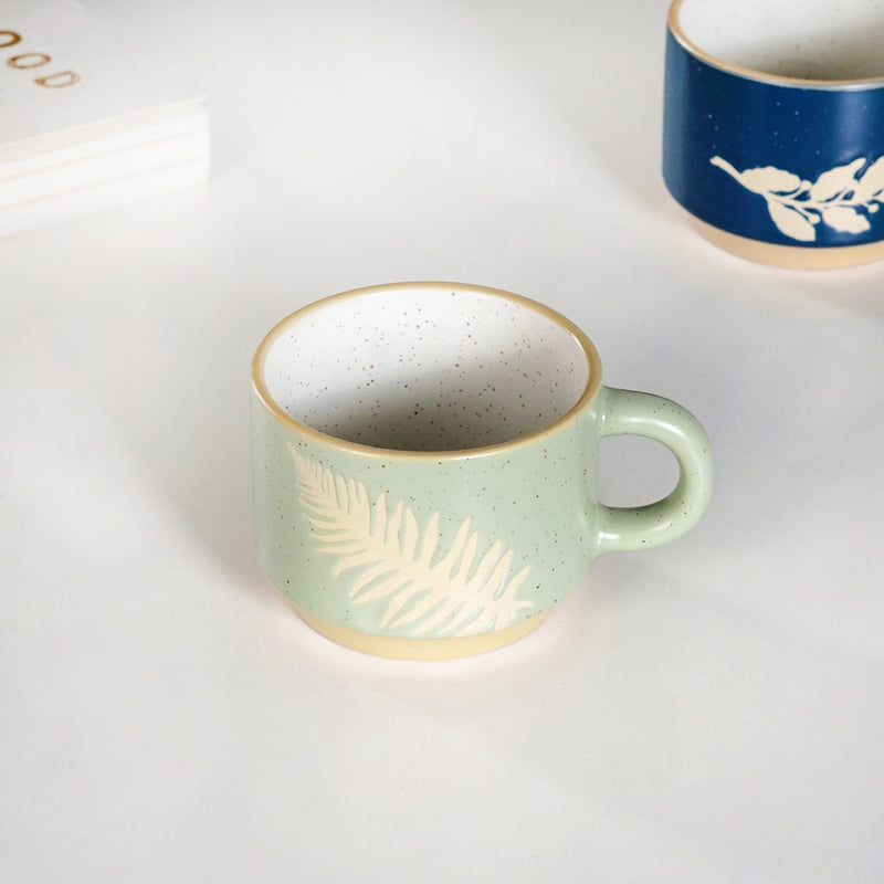 Spring Leaf Stackable Ceramic Cup Set Of 4 145ml