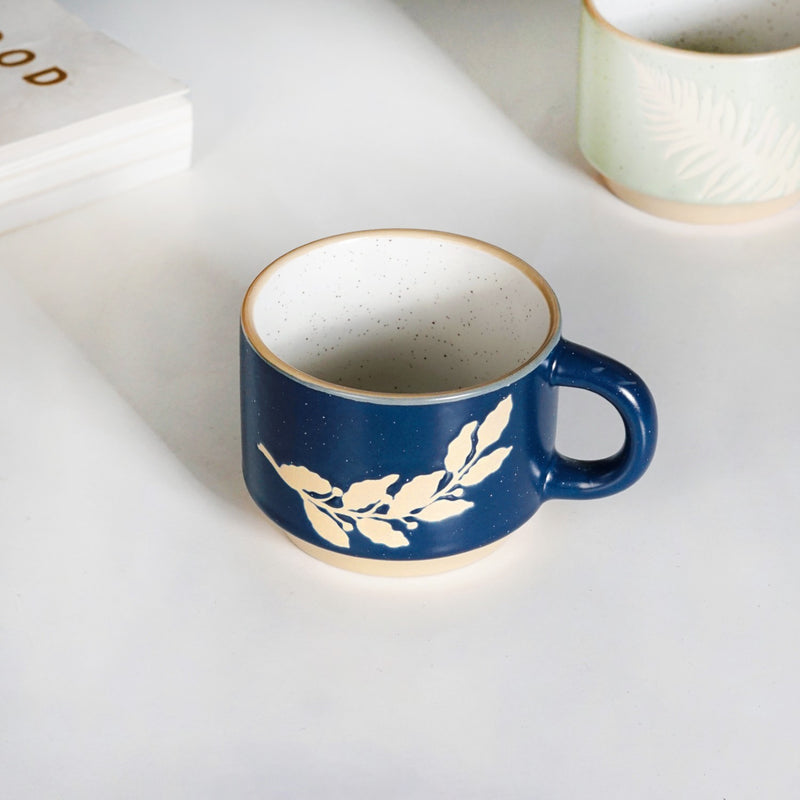 Spring Leaf Stackable Ceramic Cup Set Of 4 145ml