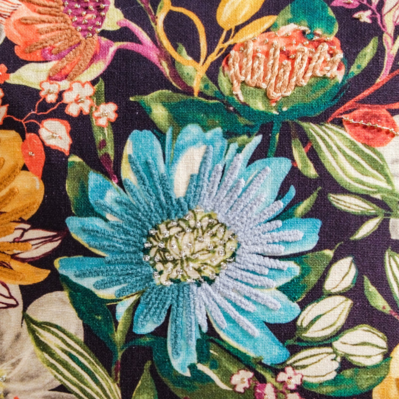 Spring Bling Beaded Cotton Cushion Cover 16x16 Inch