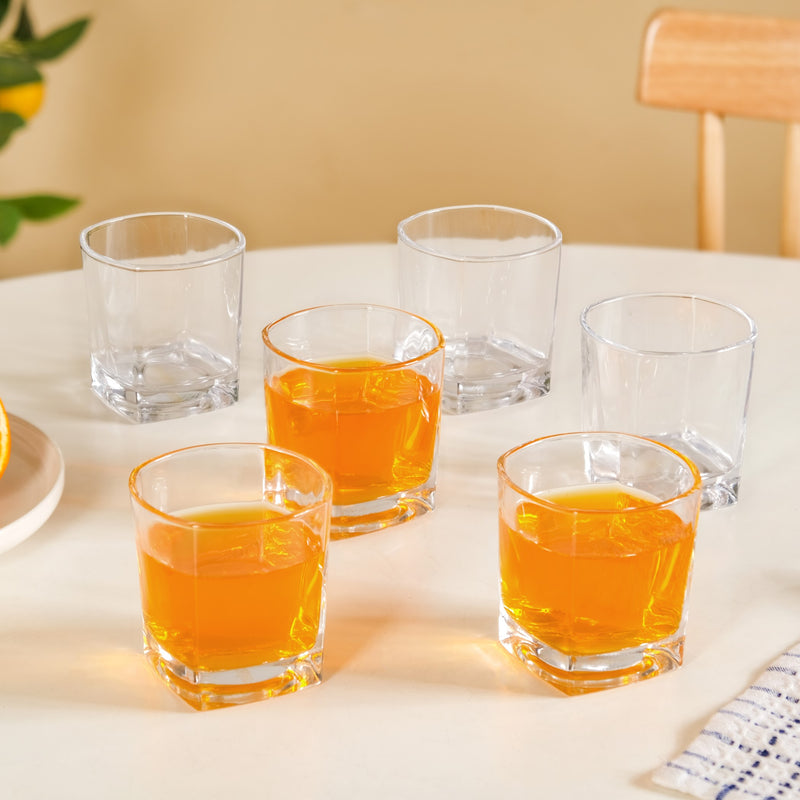 Square Base Whiskey Glass Set Of 6 250ml