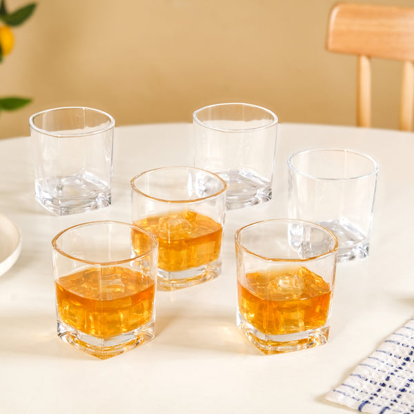 Square Base Whiskey Glass Set Of 6 250ml