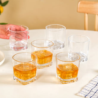 Square Base Whiskey Glass Set Of 6 250ml