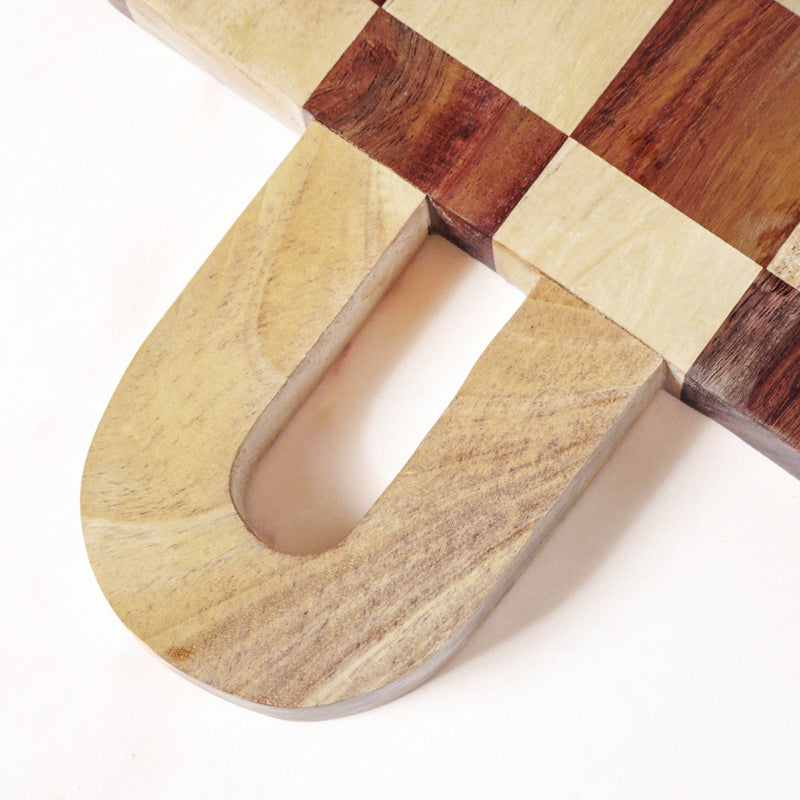 Square Checkered Indian Rosewood Serving Platter 29x20cm