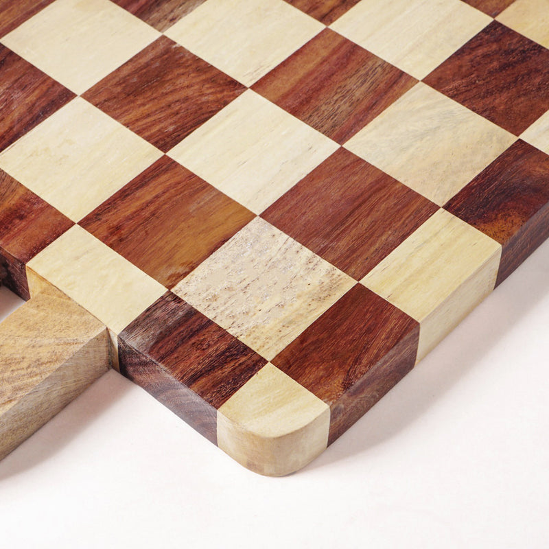 Square Checkered Indian Rosewood Serving Platter 29x20cm