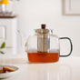 Square Glass Teapot With Black Tinted Handle 1250ml