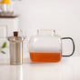 Square Glass Teapot With Black Tinted Handle 1250ml