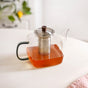 Square Glass Teapot With Black Tinted Handle 1250ml