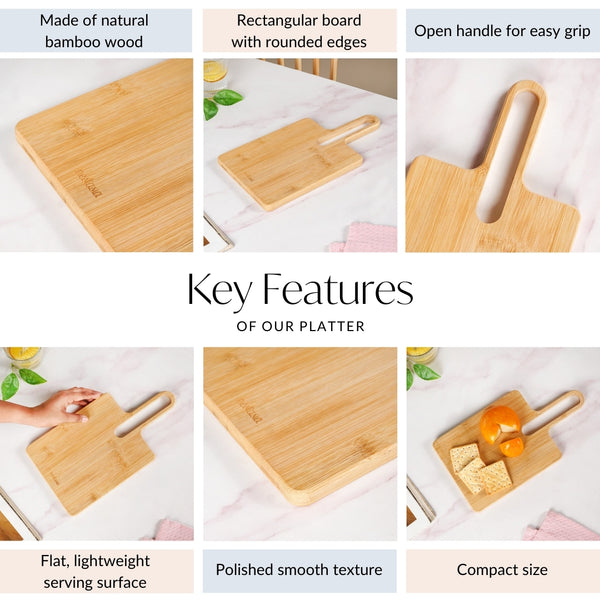 Mod Bamboo Platter With Handle 13 Inch
