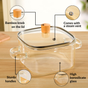 Square Borosilicate Cooking Pot 2200ml