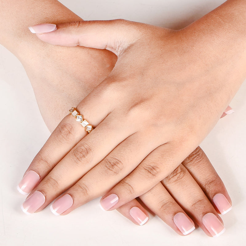 Squared In Sparkle Gold Ring