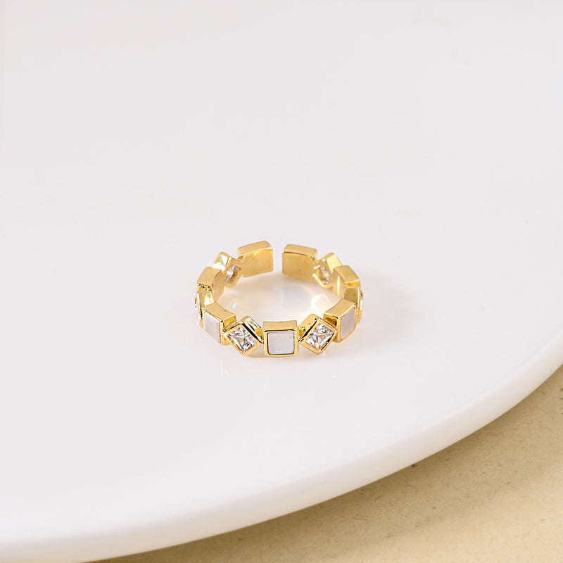 Squared In Sparkle Gold Ring