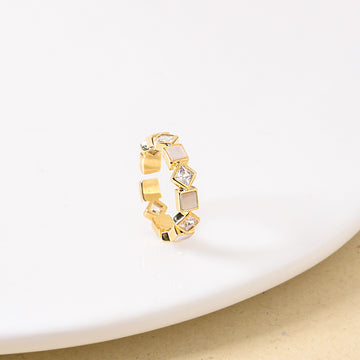 Squared In Sparkle Gold Ring