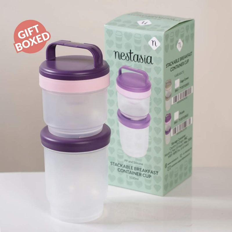 Stacko Salad Box With Dressing Cup And Spoon Purple 1020ml