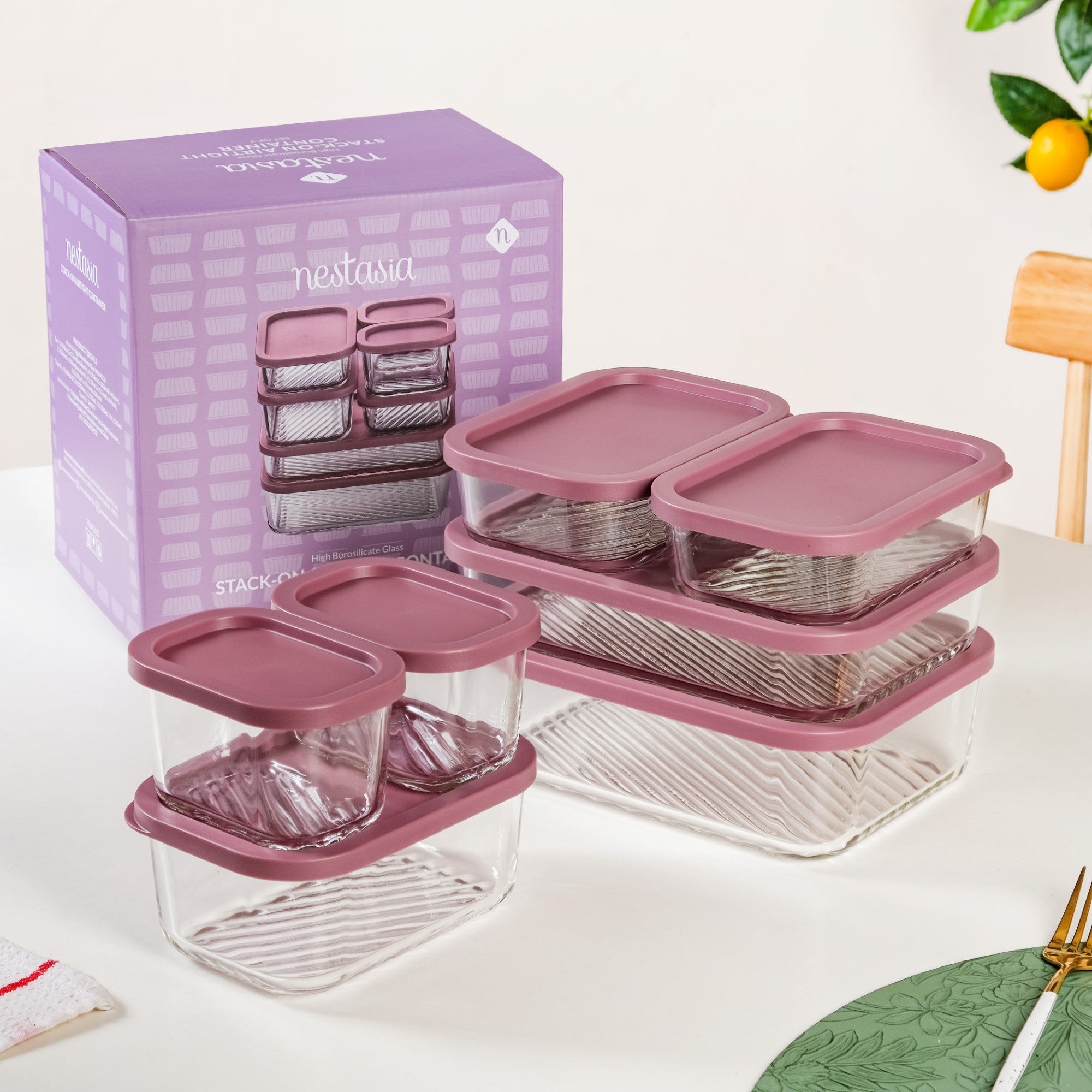 Groovo Stackable Food Storage Containers Set Of 7 S 310ml M 520ml L ...
