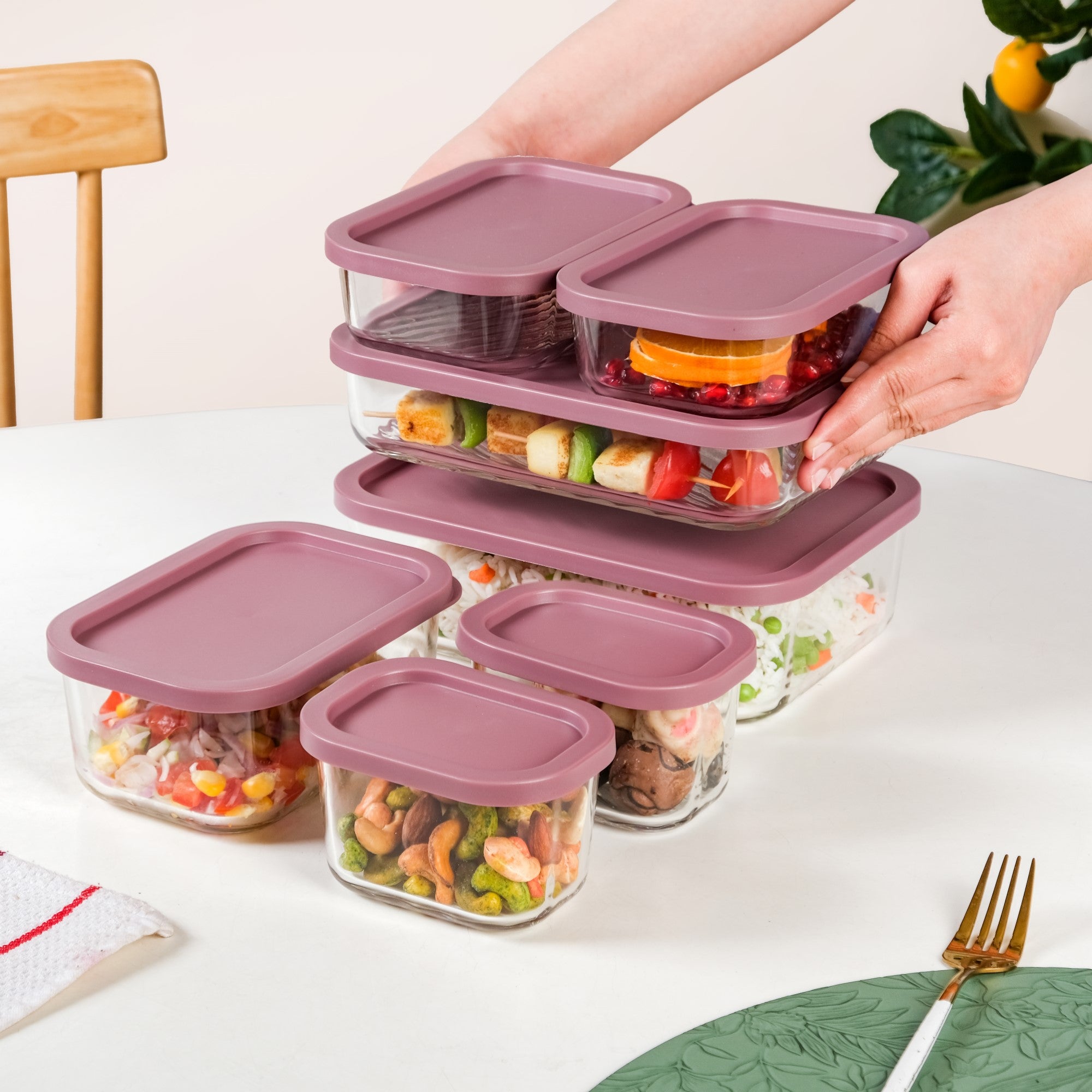 Groovo Stackable Food Storage Containers Set Of 7 S 310ml M 520ml L ...