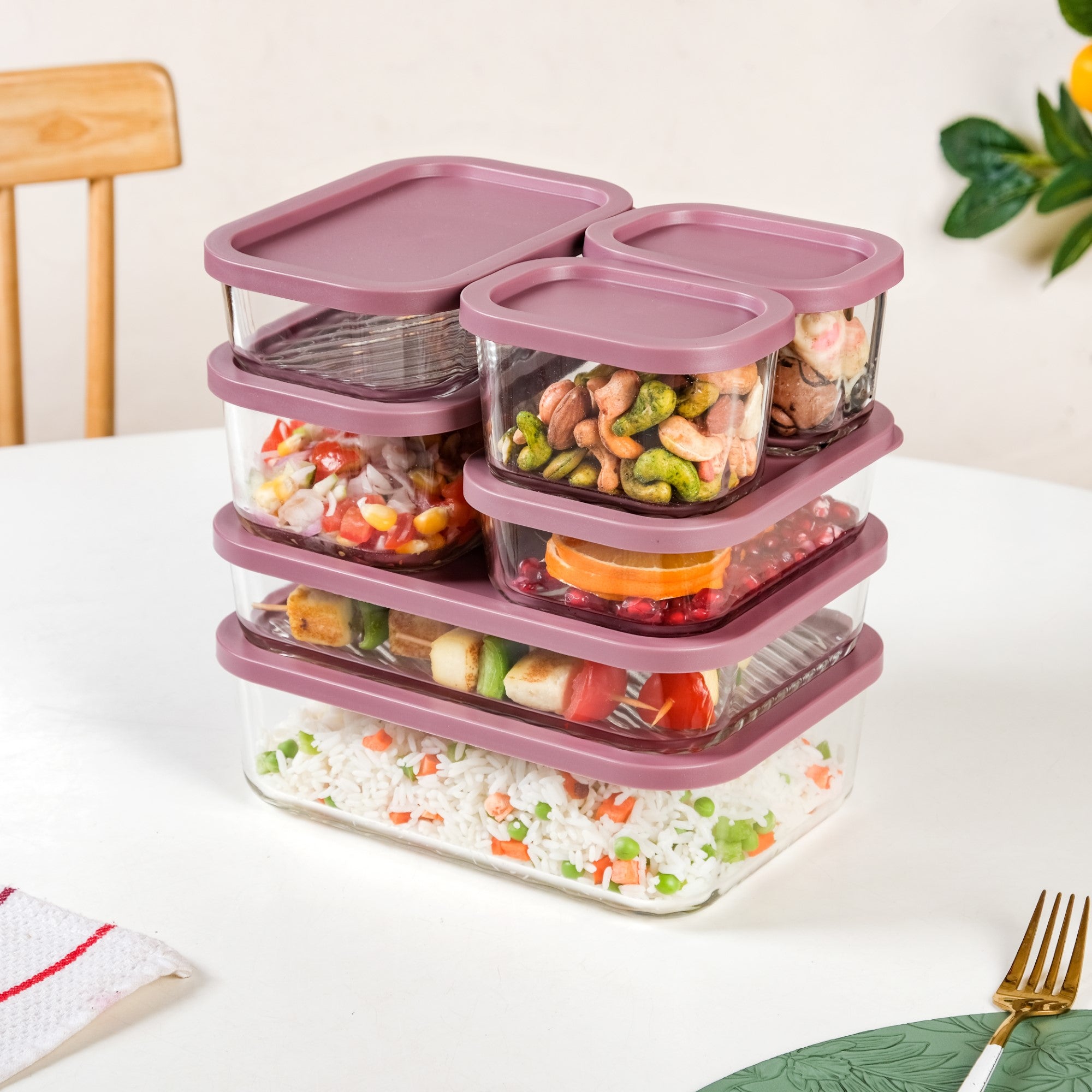 Groovo Stackable Food Storage Containers Set Of 7 S 310ml M 520ml L ...