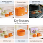 Stackable Ceramic Cup And Bowl Set Of 4 In Orange And Green
