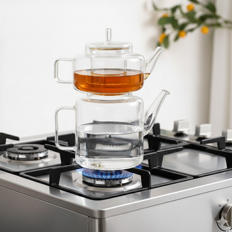 Stackable Double Tea Pot With Infuser Set Of 2