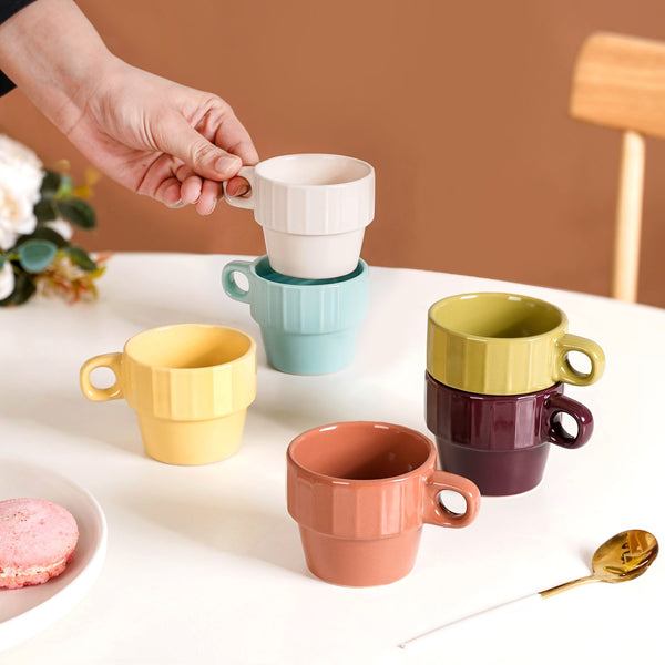 Stackable Mini Tea Cup Set Of 6 Kaori Sunset Hues 100ml