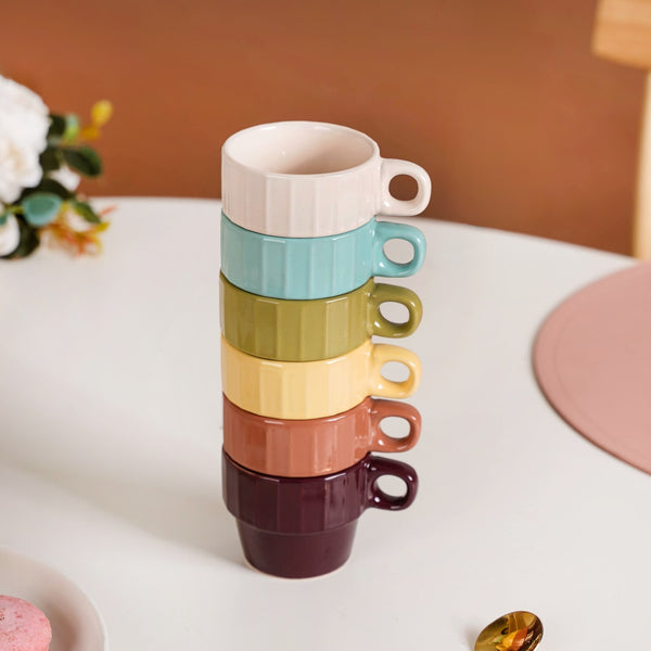 Stackable Mini Tea Cup Set Of 6 Kaori Sunset Hues 100ml