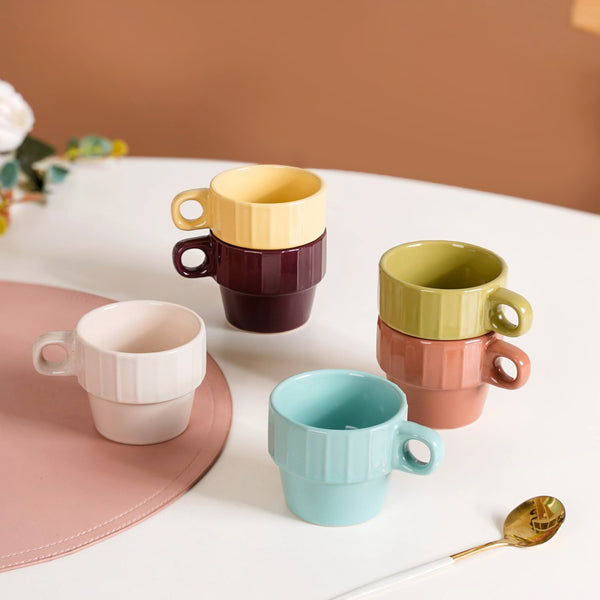 Stackable Mini Tea Cup Set Of 6 Kaori Sunset Hues 100ml