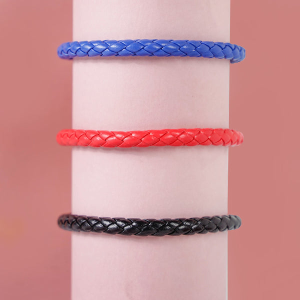 Braided Solid Colour Bracelet Set Of 3