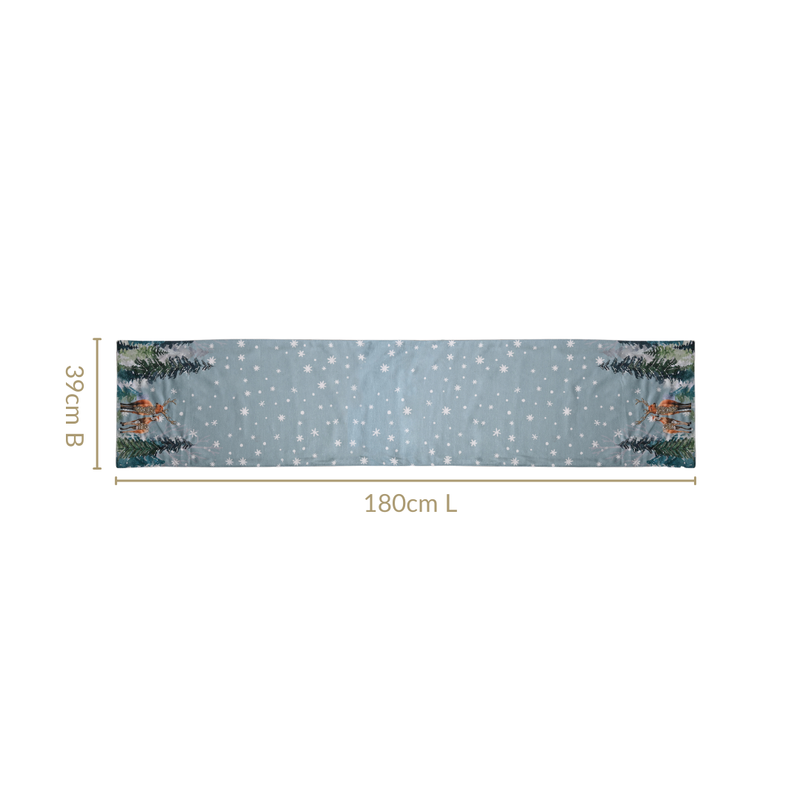 Stag And Doe In Snow Printed Dining Table Runner