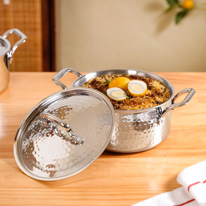 Stainless Steel Casserole Cooking Pot Tri-Ply With Lid 3000ml