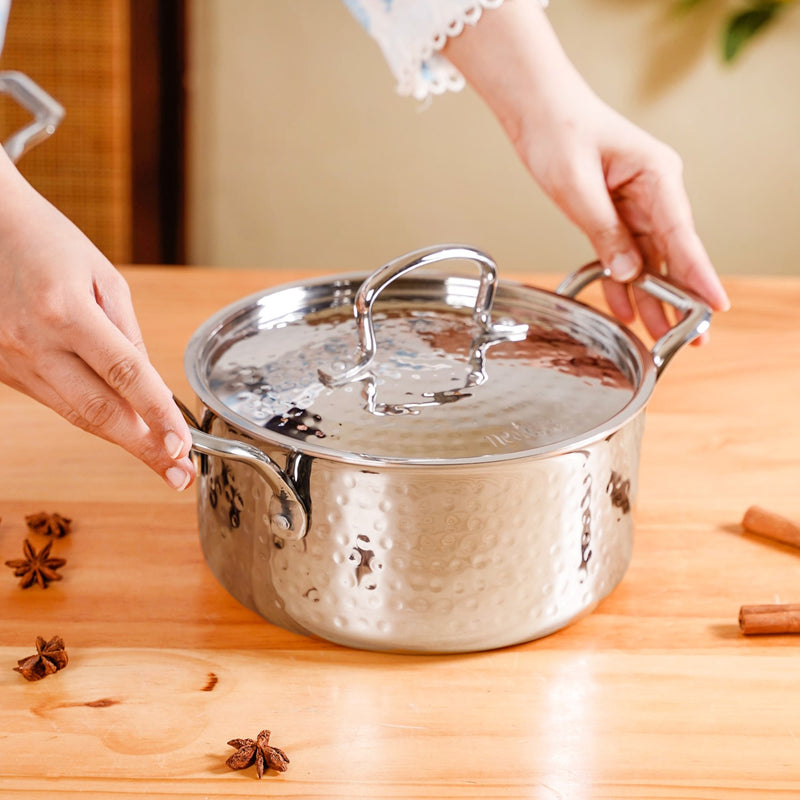 Stainless Steel Casserole Cooking Pot Tri-Ply With Lid 3000ml