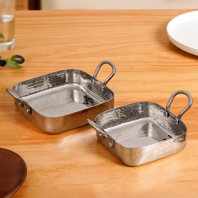 Stainless Steel Deep Serving Pan Set Of 2