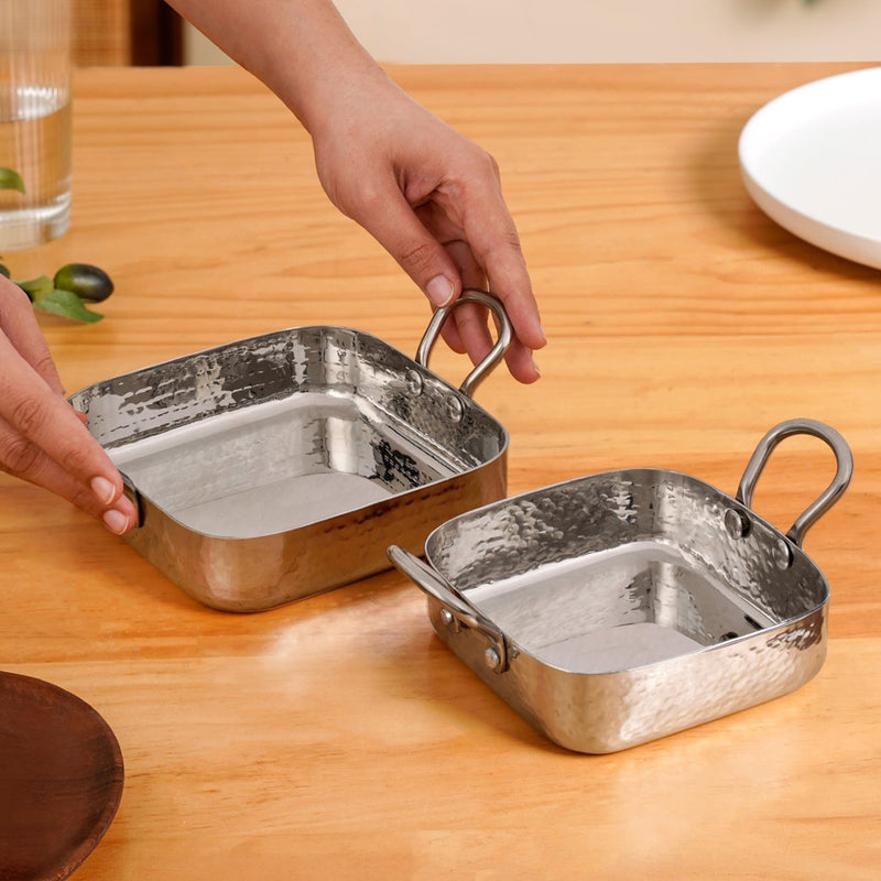 Stainless Steel Deep Serving Pan Set Of 2