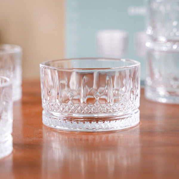 Embossed Glass Snack Bowl Set Of 6 220ml