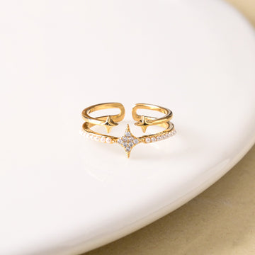 Starlit Gold Twin Band Ring
