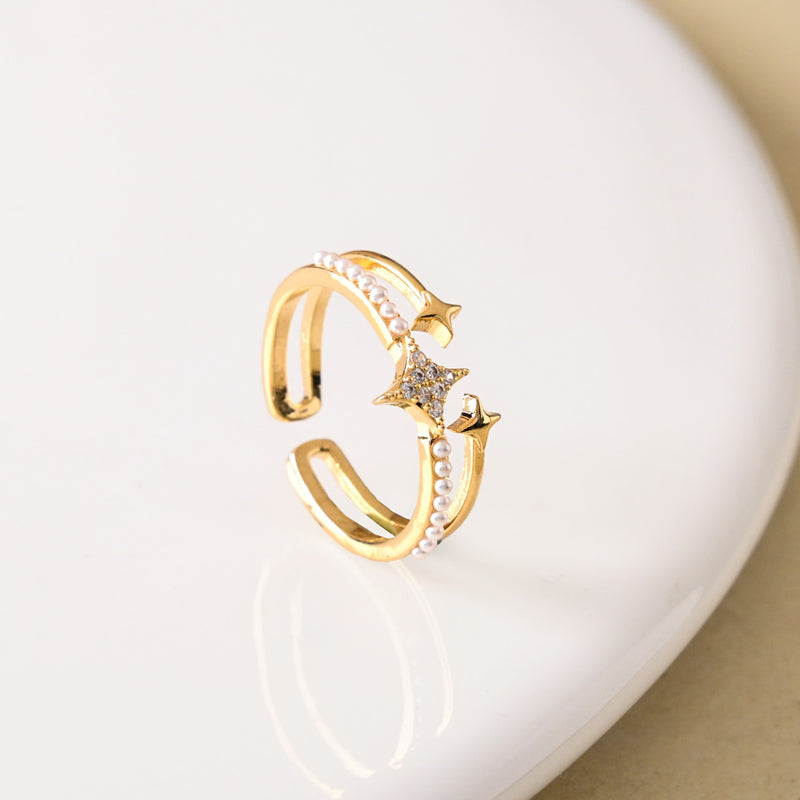 Starlit Gold Twin Band Ring