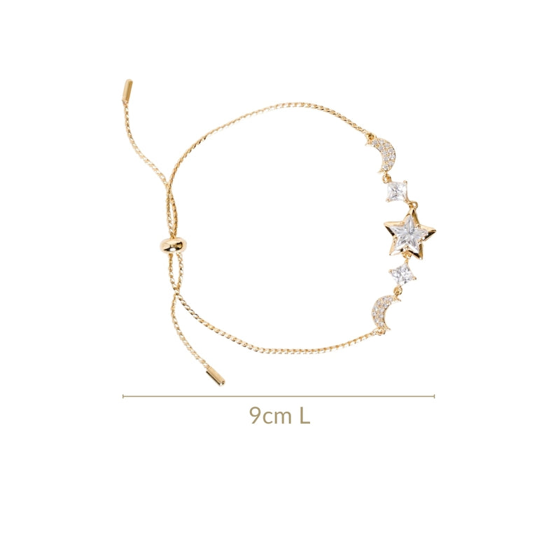 Stars And Moon Gold Charm Bracelet