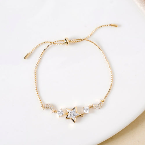 Stars And Moon Gold Charm Bracelet