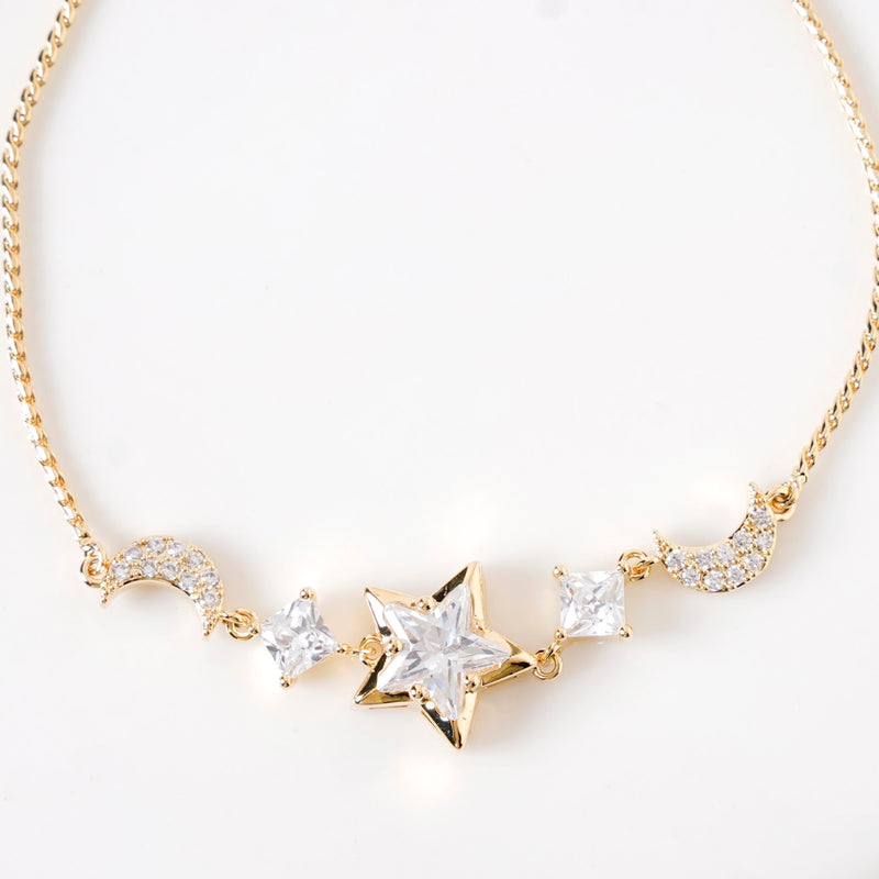 Stars And Moon Gold Charm Bracelet