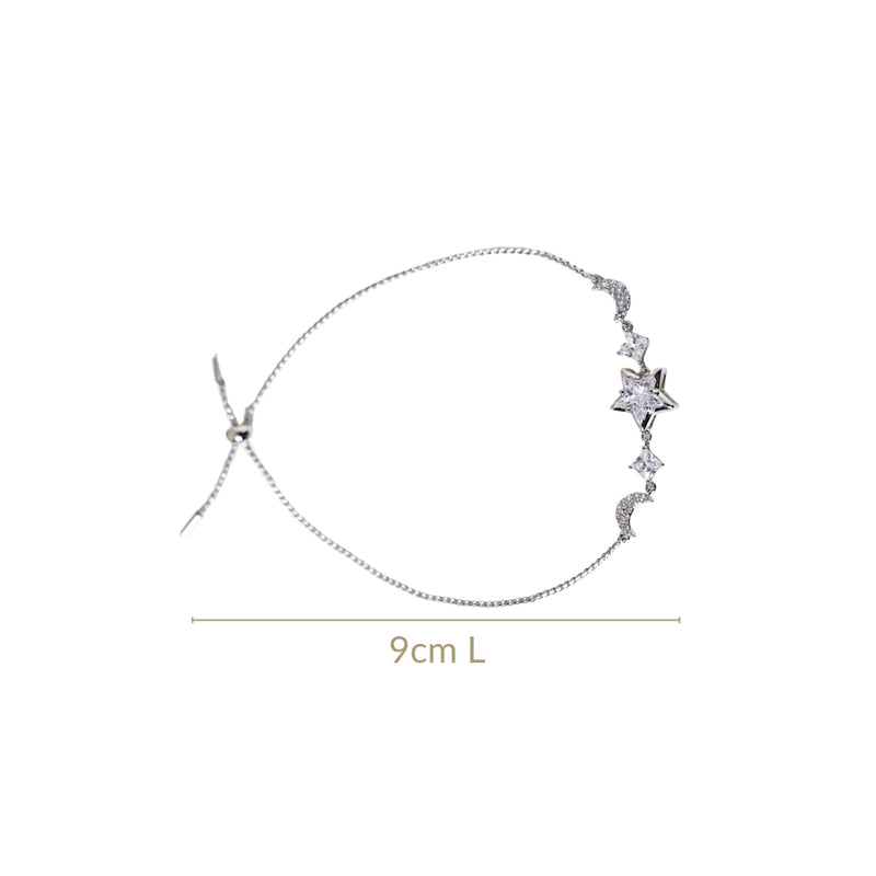 Stars And Moon Silver Charm Bracelet