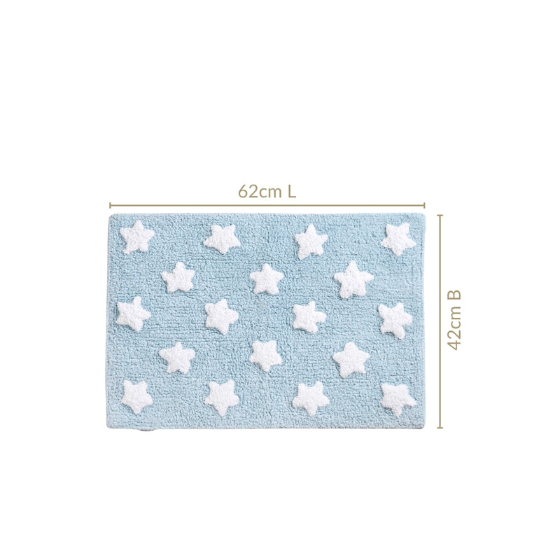 Stars Cotton Anti Slip Floor Mat For Kids Room 62x42cm