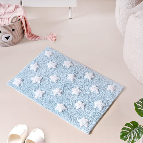 Stars Cotton Anti Slip Floor Mat For Kids Room 62x42cm